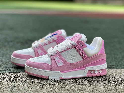 Pure Original LOUIS VUITTON Trainer White Pink