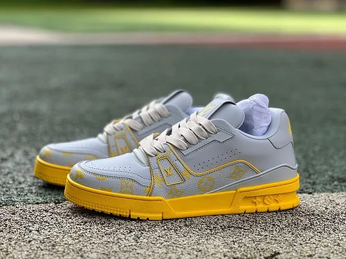 Pure Original LOUIS VUITTON Trainer Grey Yellow