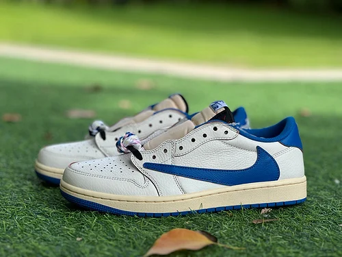 T1 Pure Original AJ1 Travis Scott x Fragment Design Low Top White Blue DM7866-104