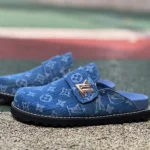 LV Half-Slipper Blue LOUIS VUITTON Cosy Comfort Denim Mules