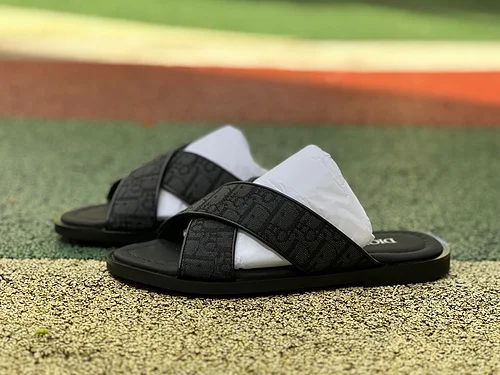 DIOR Alias Oblique Print One-Strap Slides Black