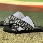 DIOR Alias Oblique Print One-Strap Slides Black Grey