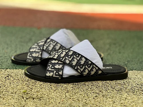 DIOR Alias Oblique Print One-Strap Slides Black Grey