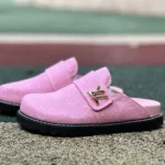 LV Half-Slipper Pink LOUIS VUITTON Cosy Comfort Denim Mules