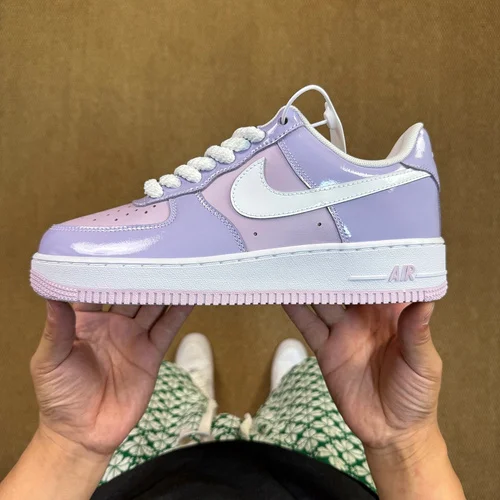 3A Pure Original Air Force 1 AF1 Patent Leather Light Purple Sneakers HV9405-500