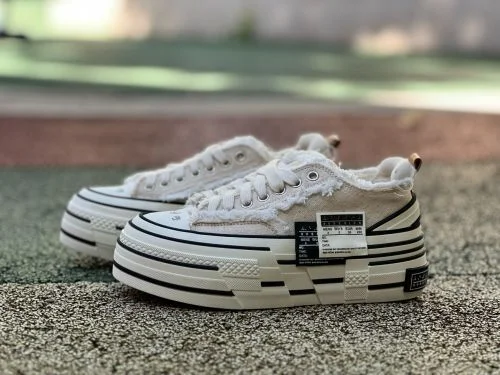 xVESSEL Double Side Mark Platform Sneakers Beige White