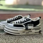 xVESSEL Double Side Mark Platform Sneakers Black White