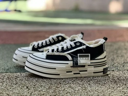 xVESSEL Double Side Mark Platform Sneakers Black White