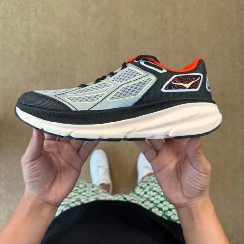 HOKA ONE ONE Clifton 9 Marathon Running Shoes Silver Black 1155370/HBN