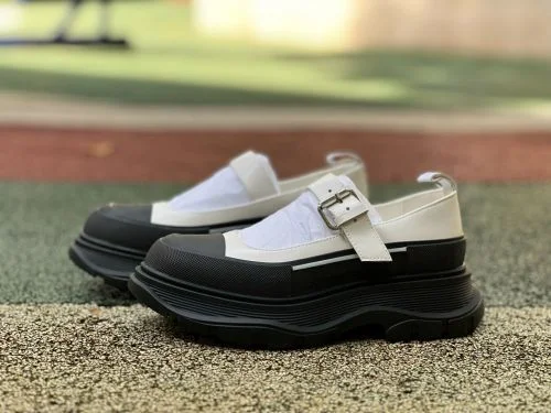 Alexander McQueen Thread Slick Mary Jane Shoes Black White