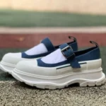 Alexander McQueen Thread Slick Mary Jane Shoes White Blue