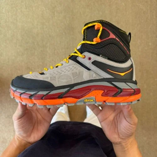 Pure Original Hoka ONE ONE Ultra High Top Black Grey Red Trail Running Shoes 1129958/BCPPP