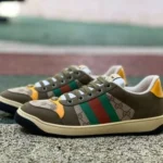 GUCCI Screener Canvas Metal Double G Enamel Olive Green