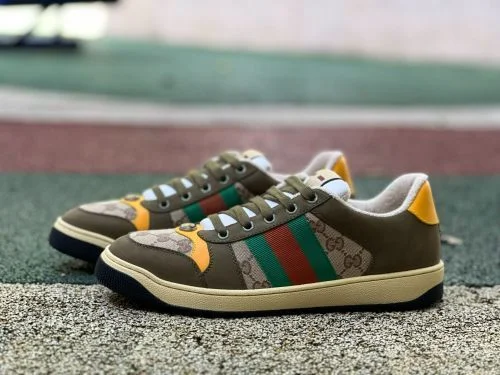 GUCCI Screener Canvas Metal Double G Enamel Olive Green