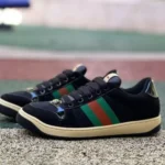 GUCCI Screener Canvas Metal Double G Enamel Black Green