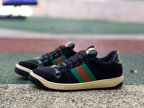 GUCCI Screener Canvas Metal Double G Enamel Black Green