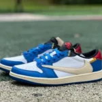 LJR Version AJ1 Union x Travis Scott Low Top Splice White Blue DM7866-111