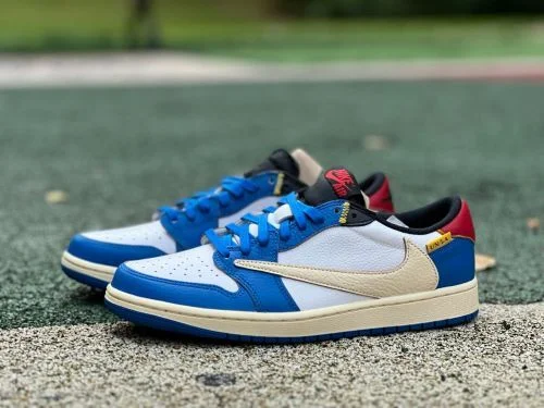 LJR Version AJ1 Union x Travis Scott Low Top Splice White Blue DM7866-111