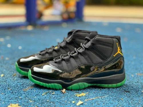 AJ11 Black Green High Top Patent Leather CT8012-037