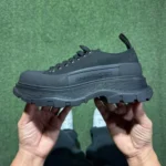 Alexander McQueen Platform Canvas Shoes Low Top All Black