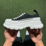 Alexander McQueen Platform Canvas Shoes Low Top Black White