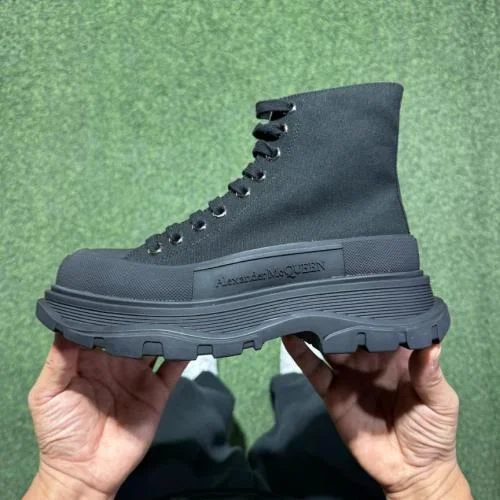 Alexander McQueen Platform Canvas Shoes High Top All Black