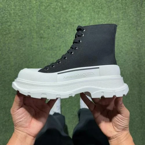 Alexander McQueen Platform Canvas Shoes High Top Black White