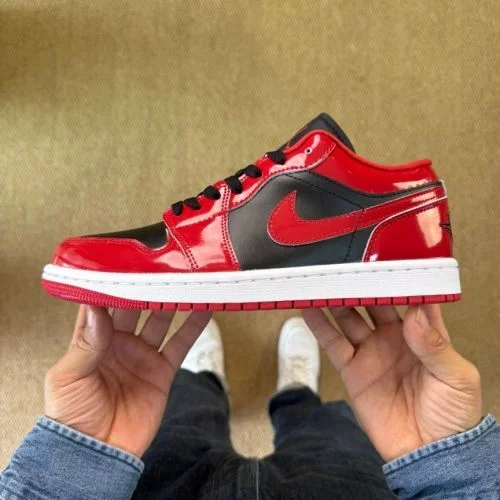 DT Pure Original AJ1 Low 2025 Patent Leather Black Red HV4089-006