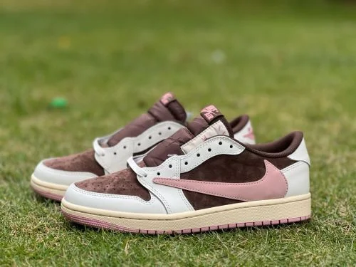 Y Version AJ1 Travis Scott Low Top White Pink Brown DZ4137-206