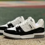 LV Black White Patent Leather Trainer