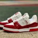 LV White Red Patent Leather Trainer