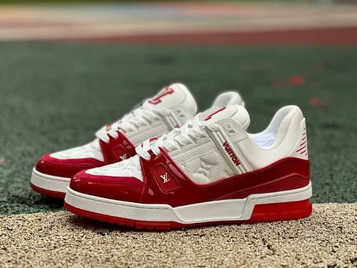 LV White Red Patent Leather Trainer