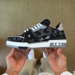 LV Trainer Top Luxury Black Embroidery Denim