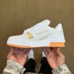 LV Trainer Top Luxury 54 Series White Orange Rivets