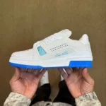 LV Trainer Top Luxury 54 Series White Blue Rivets