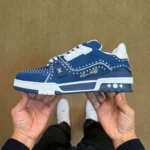 LV Trainer Top Luxury 54 Series Blue Denim Rivets