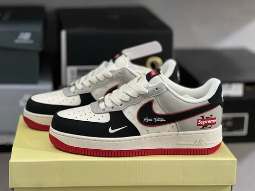 Air Force 1 Supreme Collaboration Black White Grey Red XS1958-629