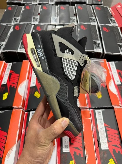 OFF-WHITE x Jordan AJ4 Black Red CV9388-101