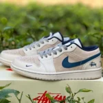 Air Jordan 1 Low White Brown Blue Sneakers SJ9950-027