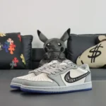 AJ1 Dior Low White Grey Sneakers
