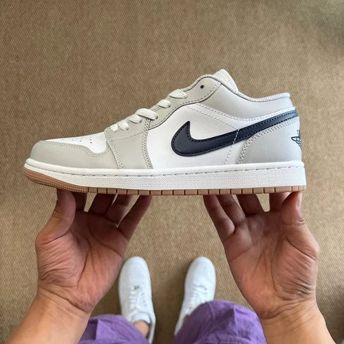 DT Pure Original AJ1 Low White Grey Gum Sole Authentic Materials 553558-146