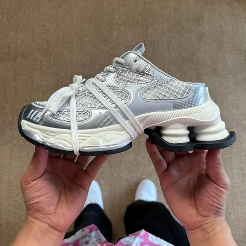 MAX 2025 Zhao Lusi GG-CC 5CM Platform Height Increasing Half Slippers Silver