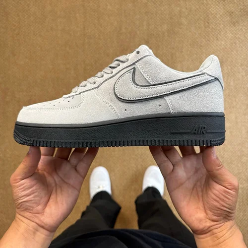 3A Pure Original Air Force 1 AF1 Grey Black Suede Sneakers HQ1966-001