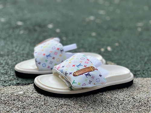 LOUIS VUITTON LV Slides White Multi-Color