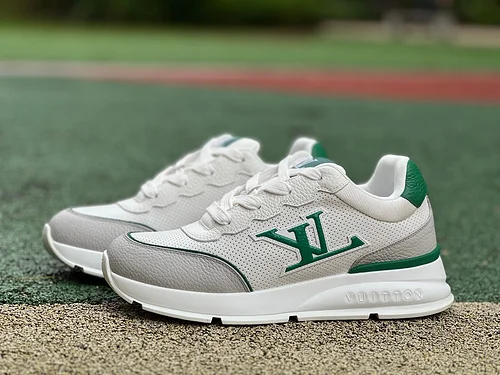 LOUIS VUITTON Classic LV White Grey Green Sneakers
