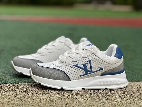 LOUIS VUITTON Classic LV White Grey Blue Sneakers