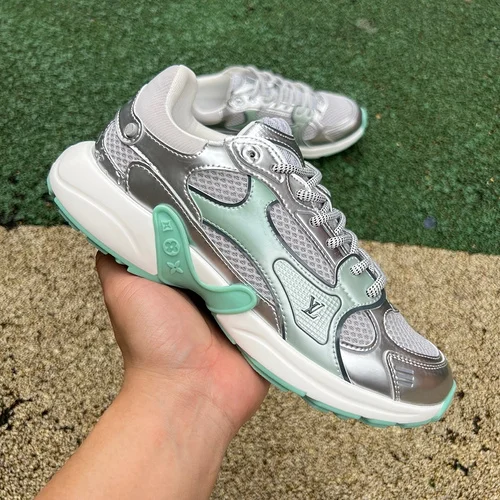 LOUIS VUITTON Olympia LV Liquid Silver Green Sneakers