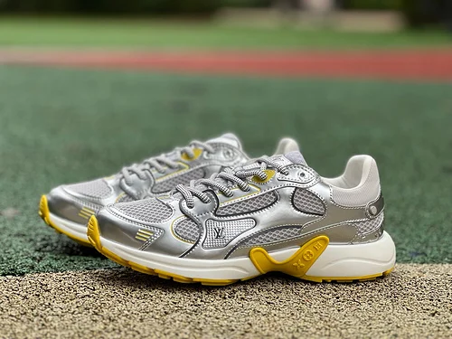 LOUIS VUITTON Olympia LV Liquid Silver Yellow Metal Silver Sneakers