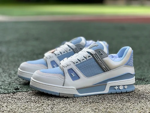 Pure Original LOUIS VUITTON Trainer White Blue Silver