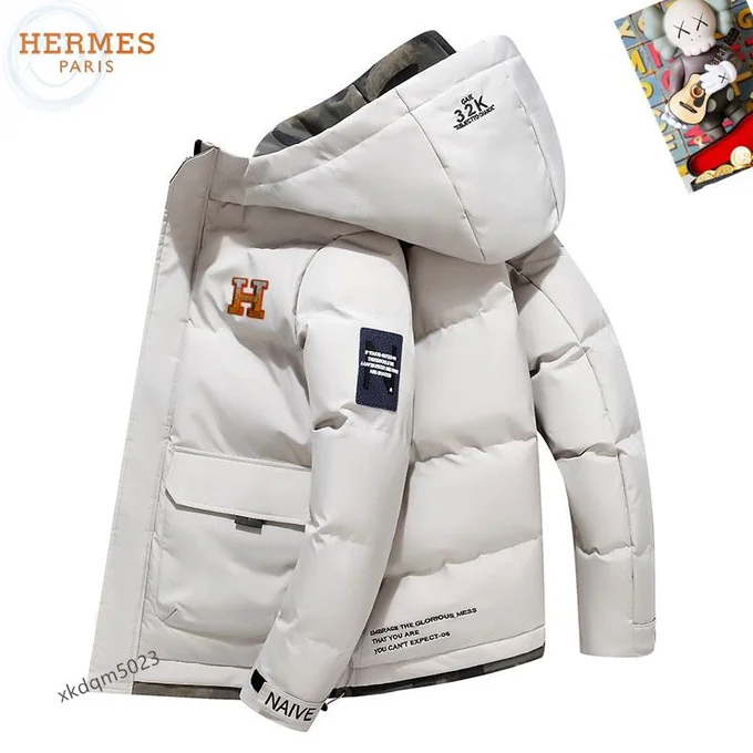 Hermes Down Jacket Luxury Men's Puffer Warm Sizes M-3XL